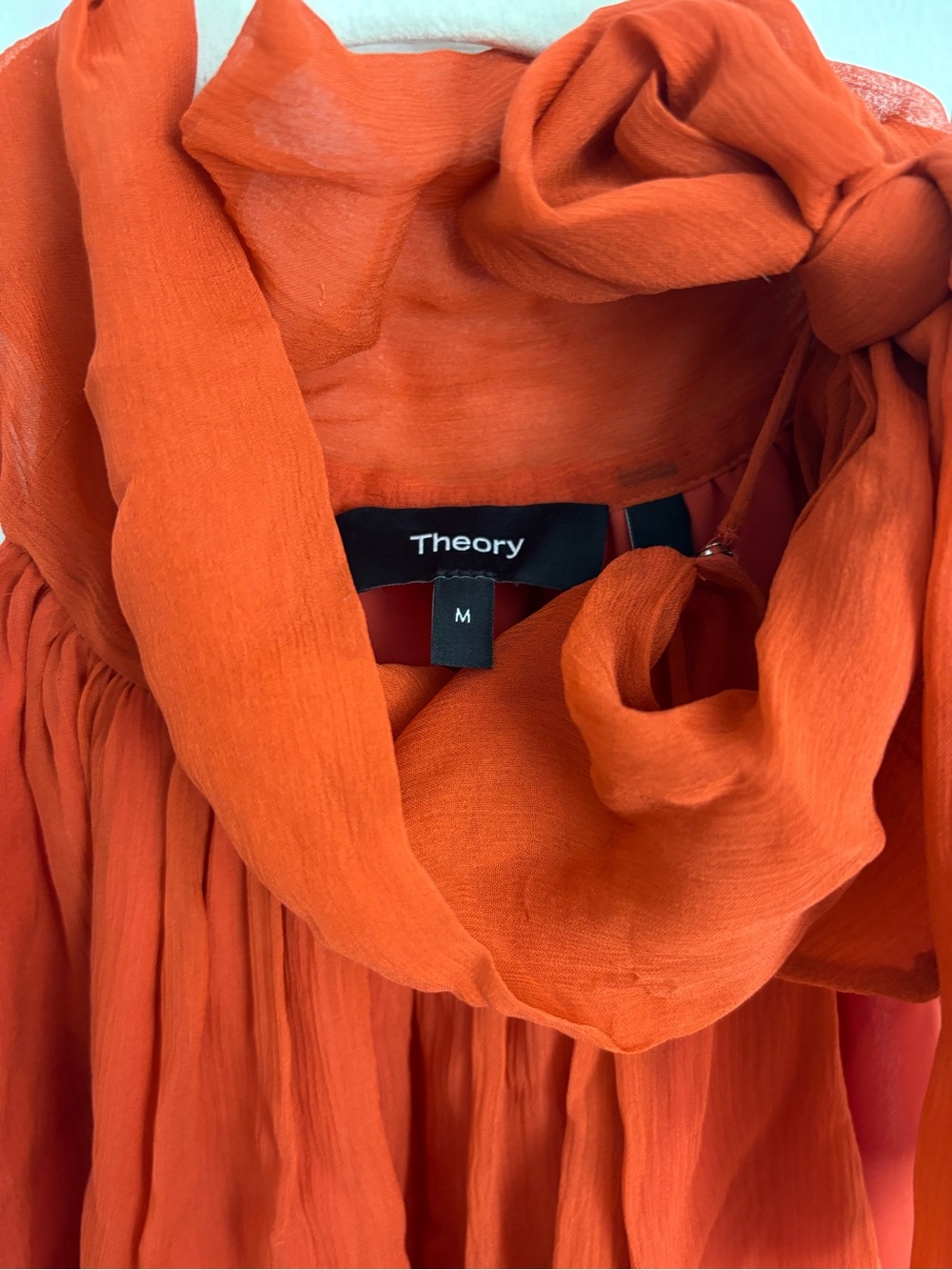 Theory Orange Chiffon Halter with Neck Tie - Picture 3 of 3